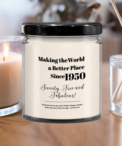 75th Birthday Candle, Birthday Gift Ideas for 75 Year Old, 75th Candle Gift, 1950 Gift, 75 Years