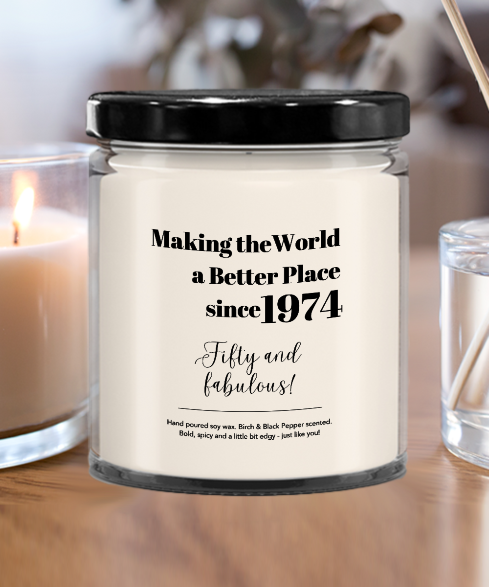 Gift for 50 year old, Fifty Years, Fiftieth Birthday Gift, Candle for 50 Year Old