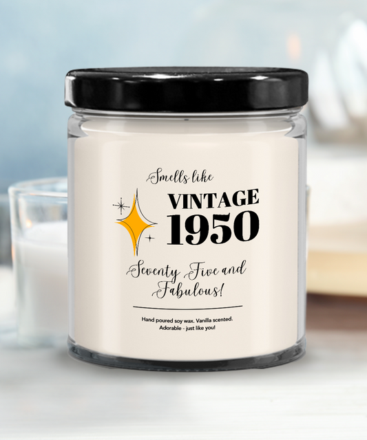 75th Birthday Candle, Birthday Gift Ideas for 75 Year Old, 75th Candle Gift, 1950 Gift, 75 Years