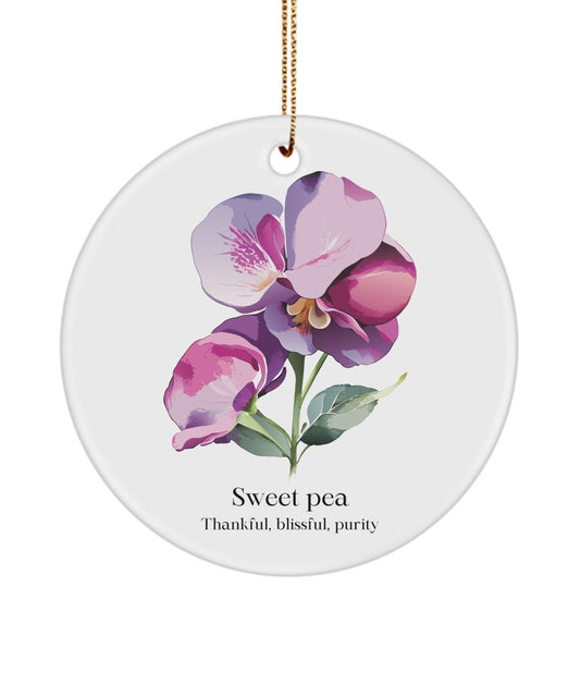 Sweet pea ornament, Sweet pea gift, Sweetpea, Gift for gardener, Gift for mom, April birthday, April birth flower, Grandma gift