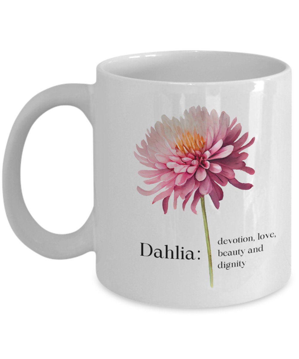 Dahlia mug, Dahlia gift, Gift for gardener, Gift for flower lover, Flower mug