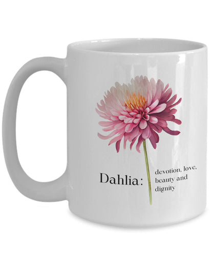 Dahlia mug, Dahlia gift, Gift for gardener, Gift for flower lover, Flower mug