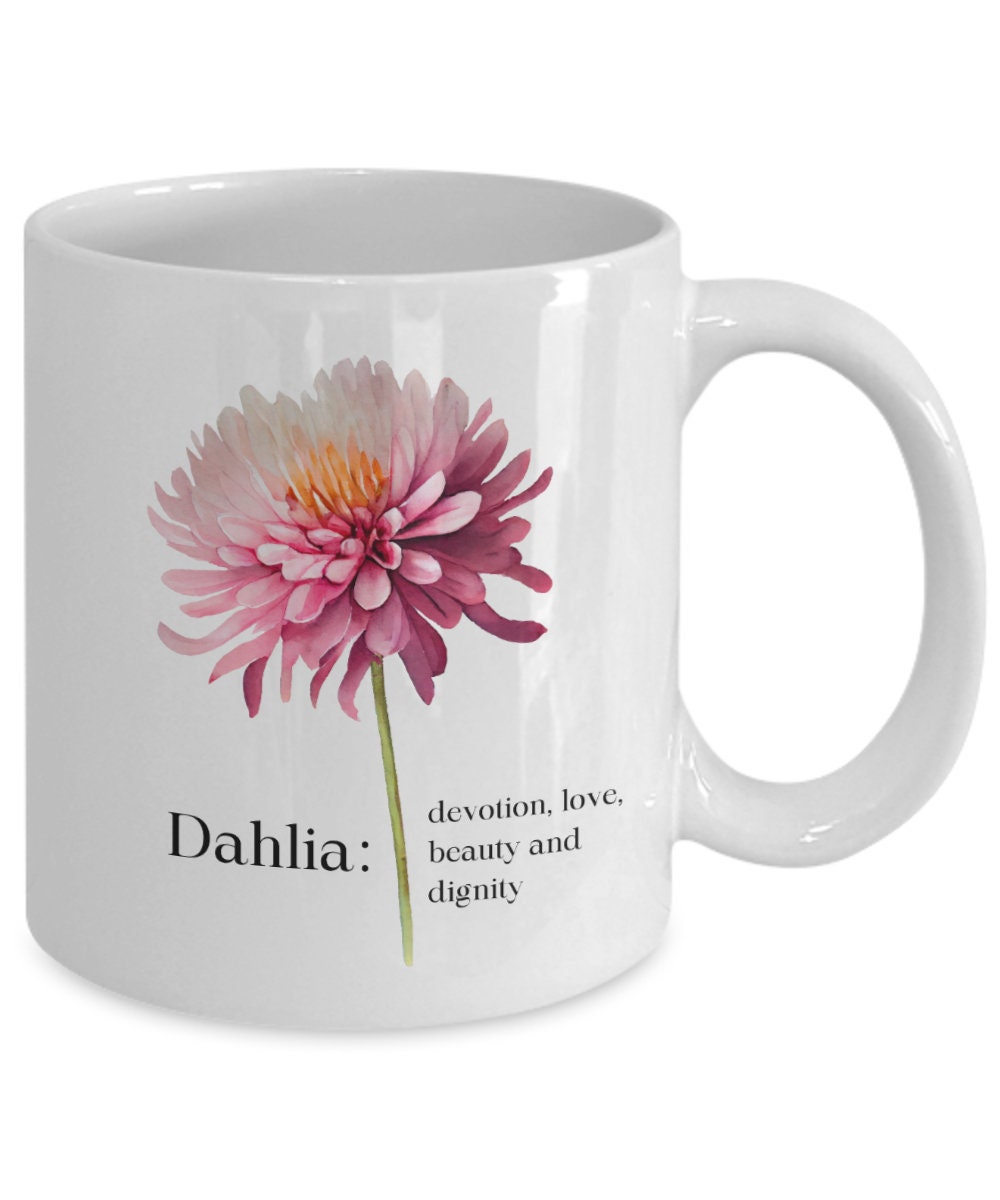 Dahlia mug, Dahlia gift, Gift for gardener, Gift for flower lover, Flower mug