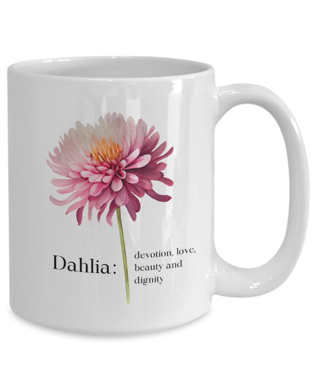 Dahlia mug, Dahlia gift, Gift for gardener, Gift for flower lover, Flower mug