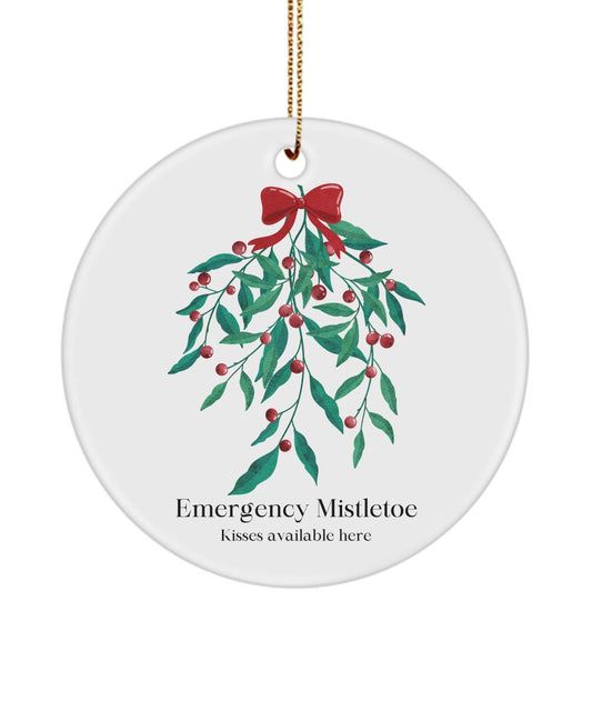 Emergency mistletoe, Funny mistletoe ornament, Kiss me ornament, Gift for husband, Wife gift, Girlfriend Christmas gift