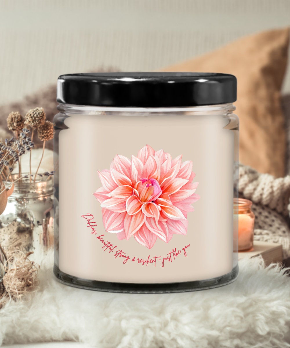 Dahlia vanilla scented candle, Dahlia gift, Gift for gardener, Gift for flower lover, Flower candle, Gift for mom, Gift for grandma, Dahlia