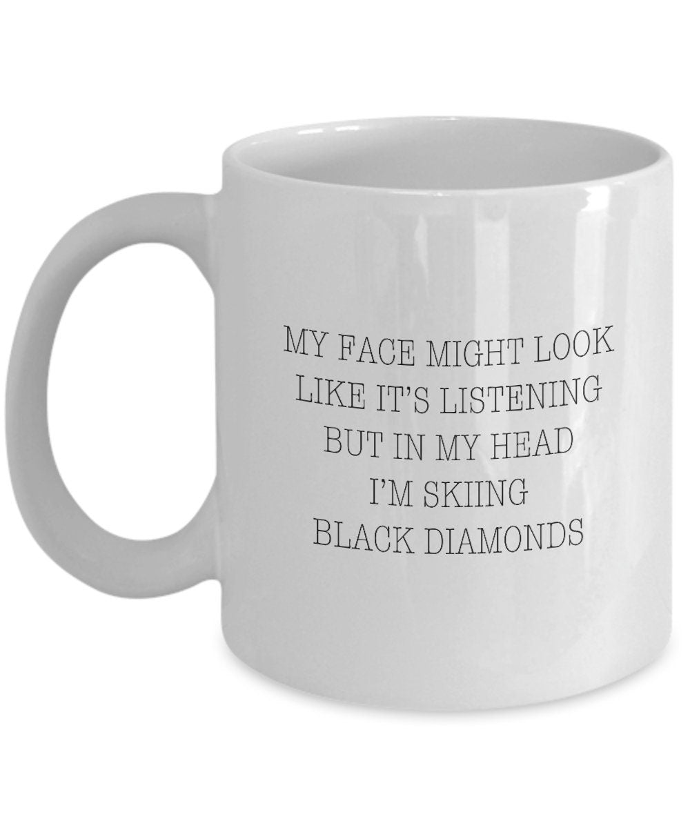 Black diamonds, Ski mug, Gift for skier, Skiing gift