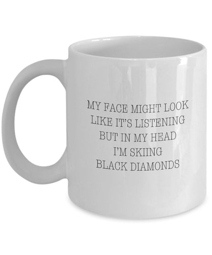 Black diamonds, Ski mug, Gift for skier, Skiing gift