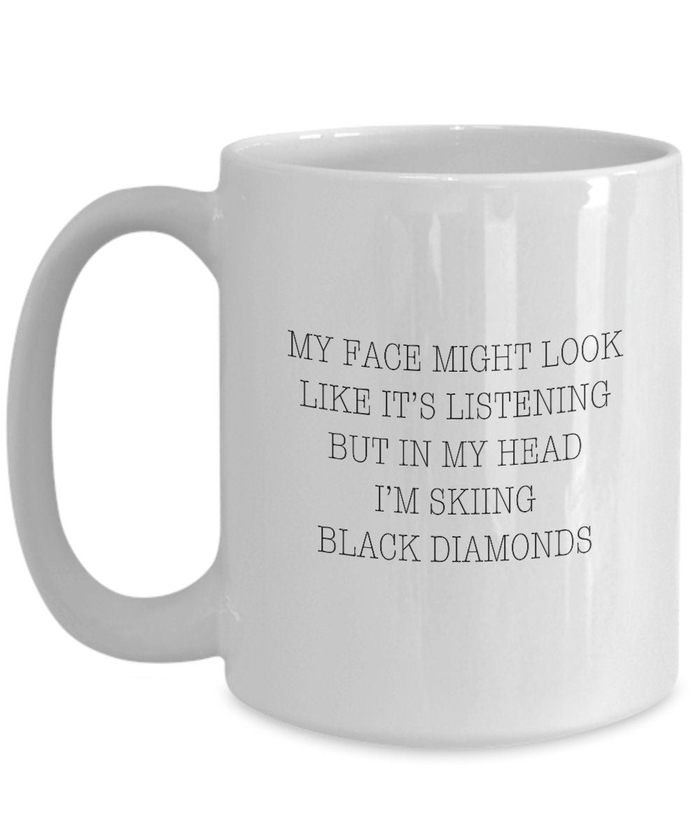 Black diamonds, Ski mug, Gift for skier, Skiing gift