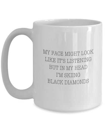 Black diamonds, Ski mug, Gift for skier, Skiing gift