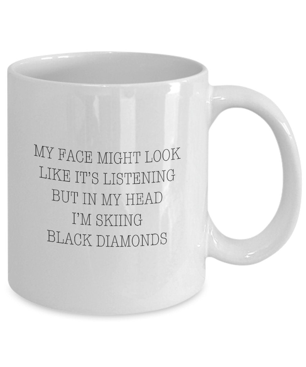 Black diamonds, Ski mug, Gift for skier, Skiing gift