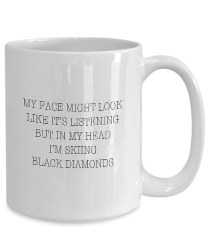 Black diamonds, Ski mug, Gift for skier, Skiing gift