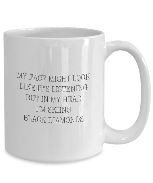 Black diamonds, Ski mug, Gift for skier, Skiing gift