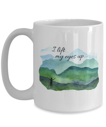 Christian mug design, Bible verse mug, Christian gift, Christian merch, Gift for Christian, I lift my eyes