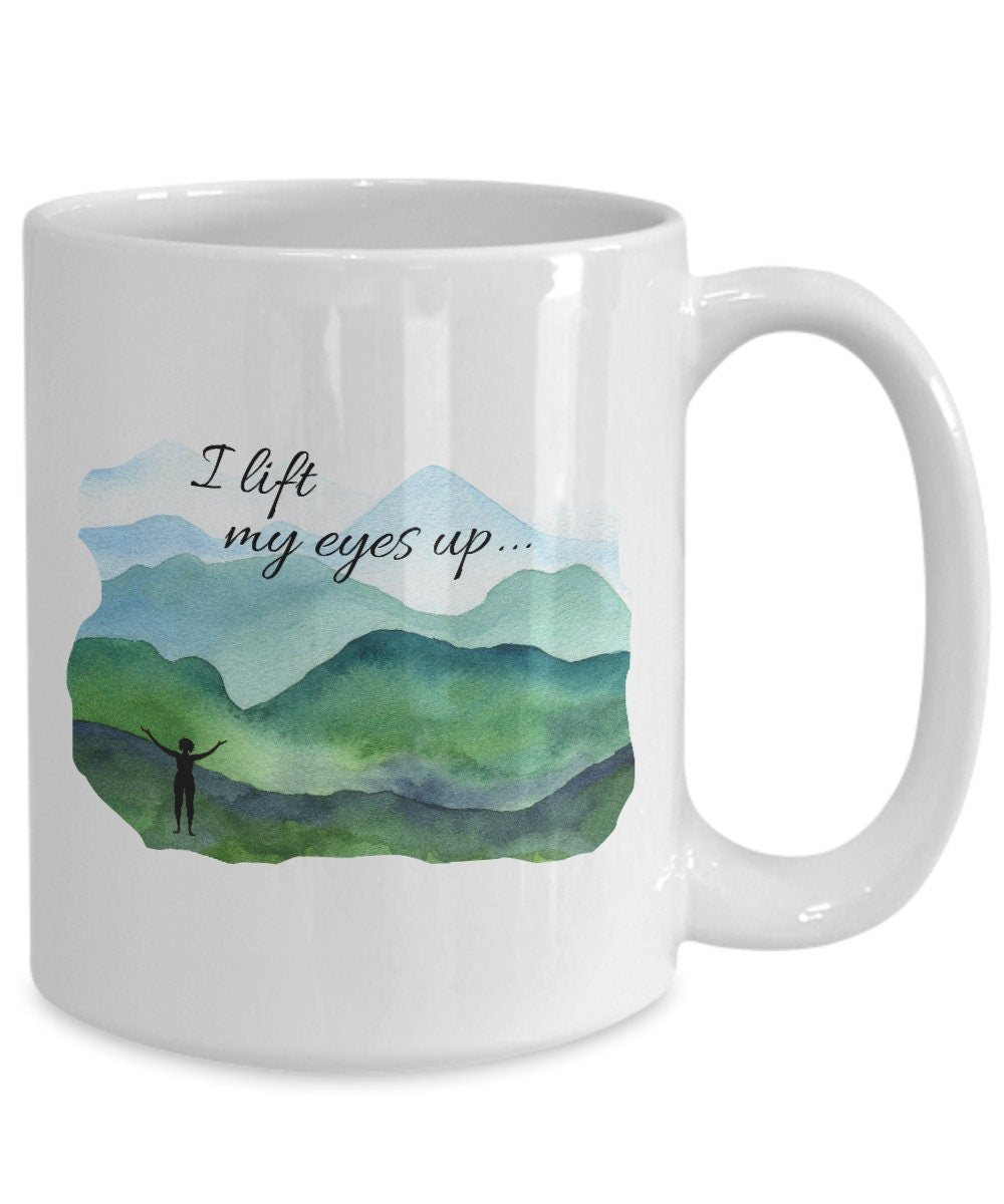 Christian mug design, Bible verse mug, Christian gift, Christian merch, Gift for Christian, I lift my eyes