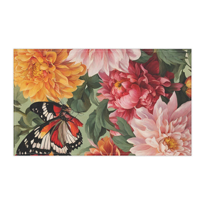 Dahlia and Butterfly Tea Towel, Gift for Her, Housewarming Gift, Kitchen Tea Towel