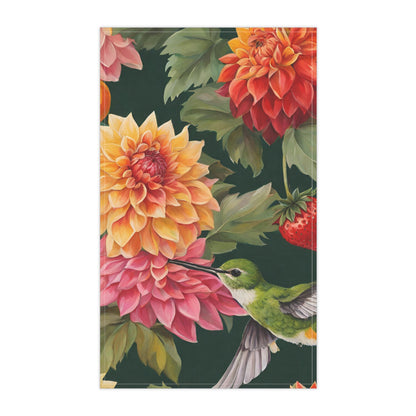 Dahlia and Hummingbird Kitchen Towel, Gift for Her, Housewarming Gift, Kitchen Tea Towel