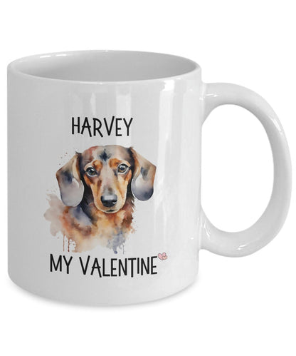 Dachshund Valentine Mug, Weiner Coffee Mug, Customized Valentine's Mug for Weiner Lover, Weiner Mom Gift, Personalized Wiener Dachshund Gift