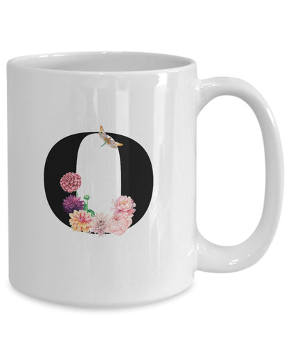 Large Letter O Coffee Mug, Alphabet Mug, Flower Letter Mug, Letter O Mug, Letter O Cup, Initial Monogram Mug, Bridesmaid Gift, Gift for Her