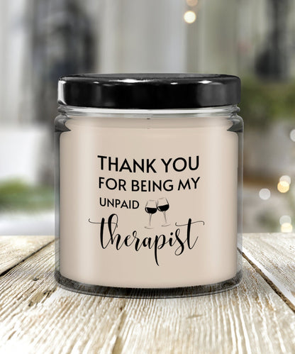 Thank You For Being My Unpaid Therapist Candle, Gift For Friend, Best Friend Candle, Funny Candle