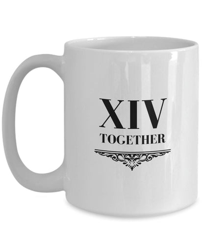 14yr Anniversary Gift, 14th Anniversary Mug, XIV years, 14 Year Anniversary Gifts for Wife, 14th Anniversary for Him, Roman Numeral 14 Years