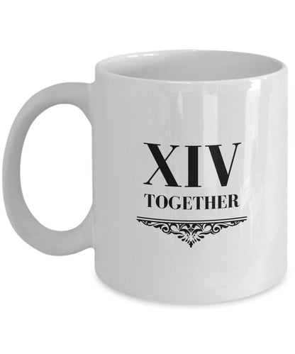 14yr Anniversary Gift, 14th Anniversary Mug, XIV years, 14 Year Anniversary Gifts for Wife, 14th Anniversary for Him, Roman Numeral 14 Years