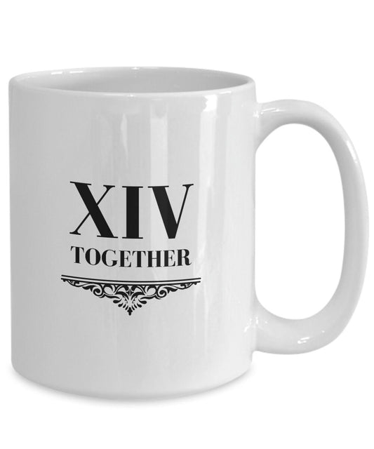 14yr Anniversary Gift, 14th Anniversary Mug, XIV years, 14 Year Anniversary Gifts for Wife, 14th Anniversary for Him, Roman Numeral 14 Years