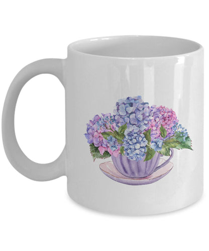 Hydrangea Gift, Hydrangea Coffee Mug, Hydrangea Mug, Flower Gift For Her, Tea Cup Hydrangea