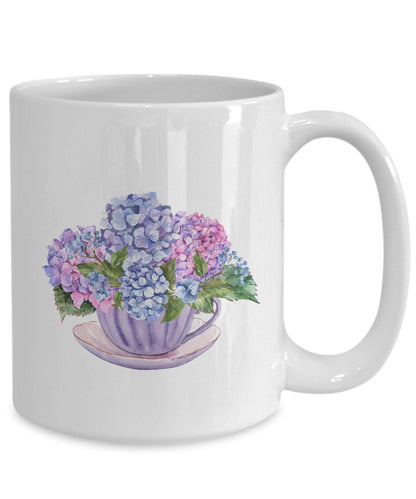 Hydrangea Gift, Hydrangea Coffee Mug, Hydrangea Mug, Flower Gift For Her, Tea Cup Hydrangea