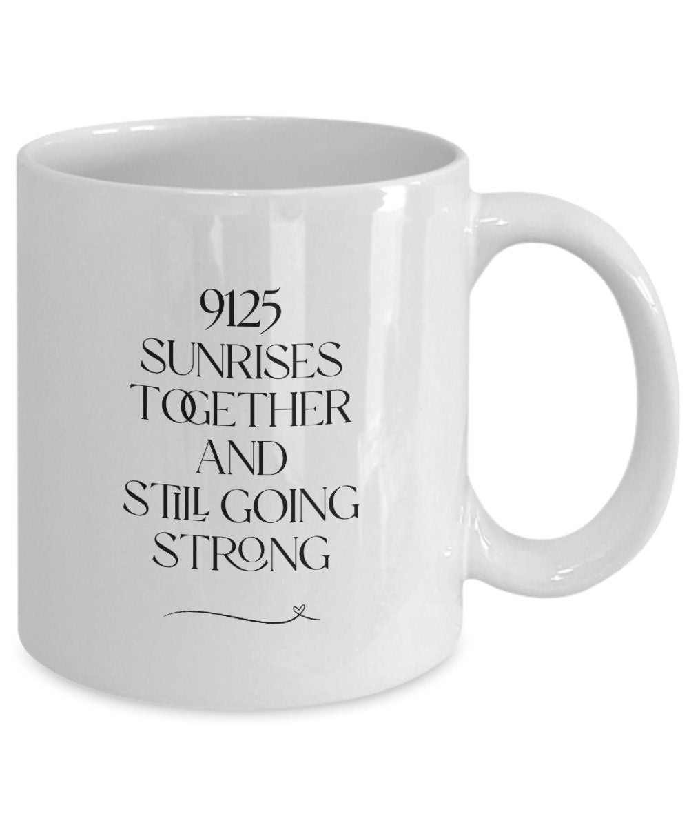 25th Anniversary Gift, 25 Years Together, 9125 Days, Silver Anniversary Mug