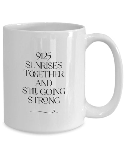 25th Anniversary Gift, 25 Years Together, 9125 Days, Silver Anniversary Mug