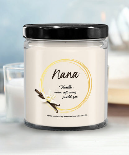 Nana Gift, Vanilla: Warm, soft, caring - just like you, Nana Candle, Gift for Nana, Grandmother Gift