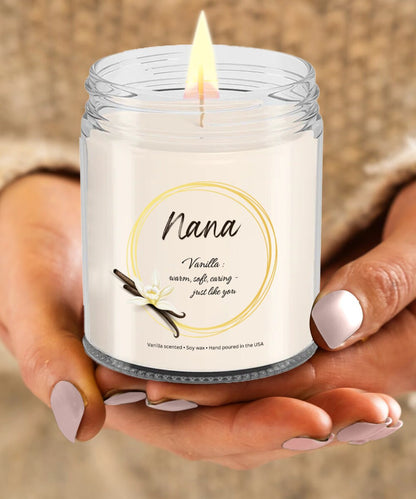 Nana Gift, Vanilla: Warm, soft, caring - just like you, Nana Candle, Gift for Nana, Grandmother Gift