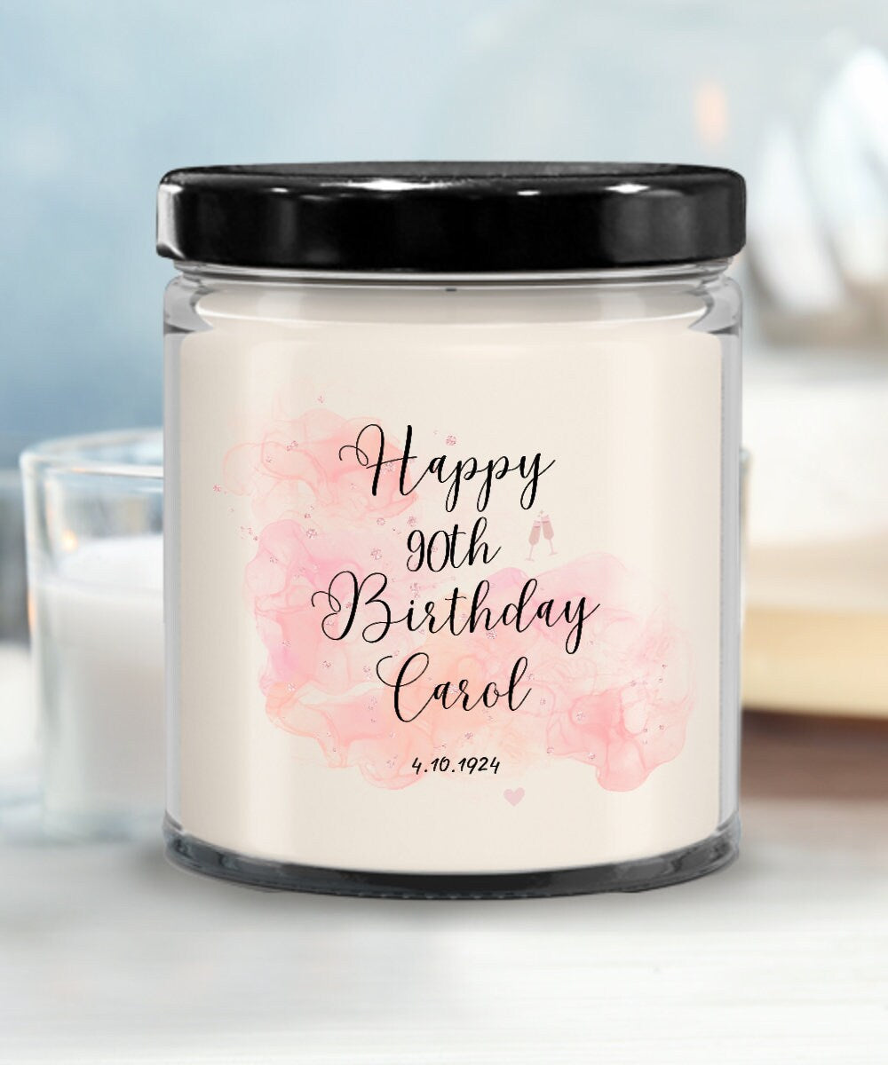 Personalized 90th Birthday Candle, Customized 90th Birthday Gift, 90th Vanilla Candle Gift