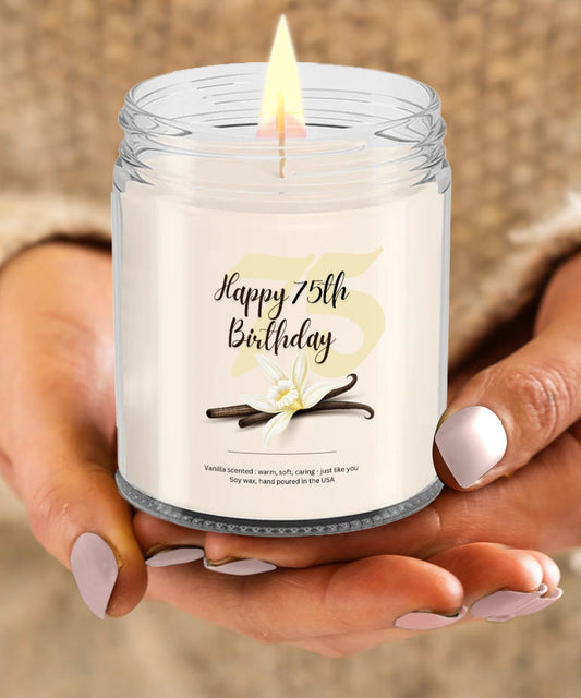 75th Birthday Candle, 75th Birthday Gift for Women, 75th Vanilla Candle