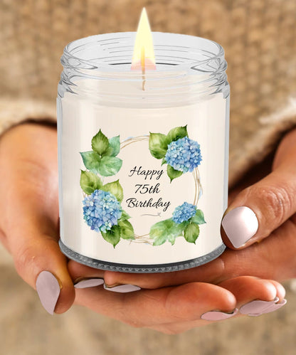 75th Birthday Candle, 75th Birthday Gift For Women, Hydrangea 75th Birthday Gift, 75 Years