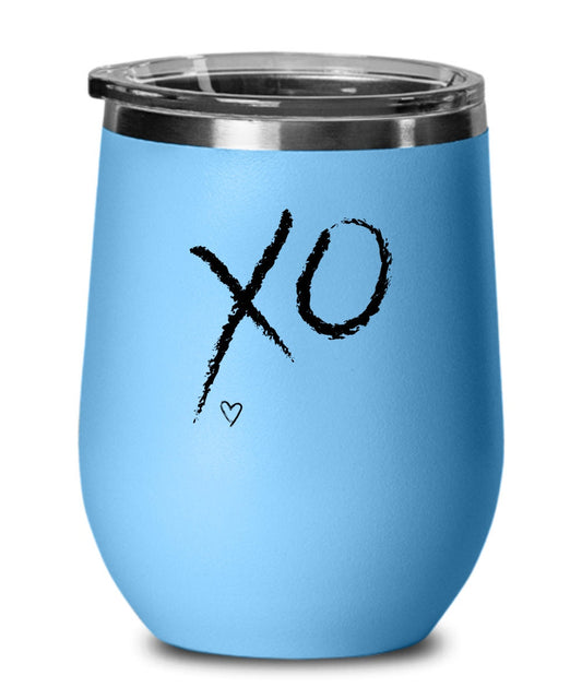 XO Wine Glass, xo Gift for Sister, Stemless Wine Glass Gift, xo Girlfriend Wine Mug, Wine Tumbler Gift for Her, xo Gift