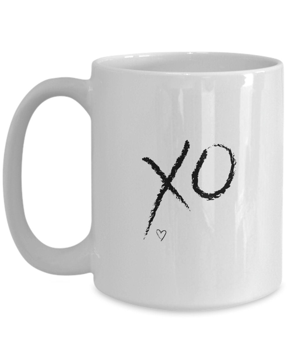 XO Coffee Mug, Gift for Sister, Love You Mug, Girlfriend Mug, Kiss Hug, xo Gift for Wife