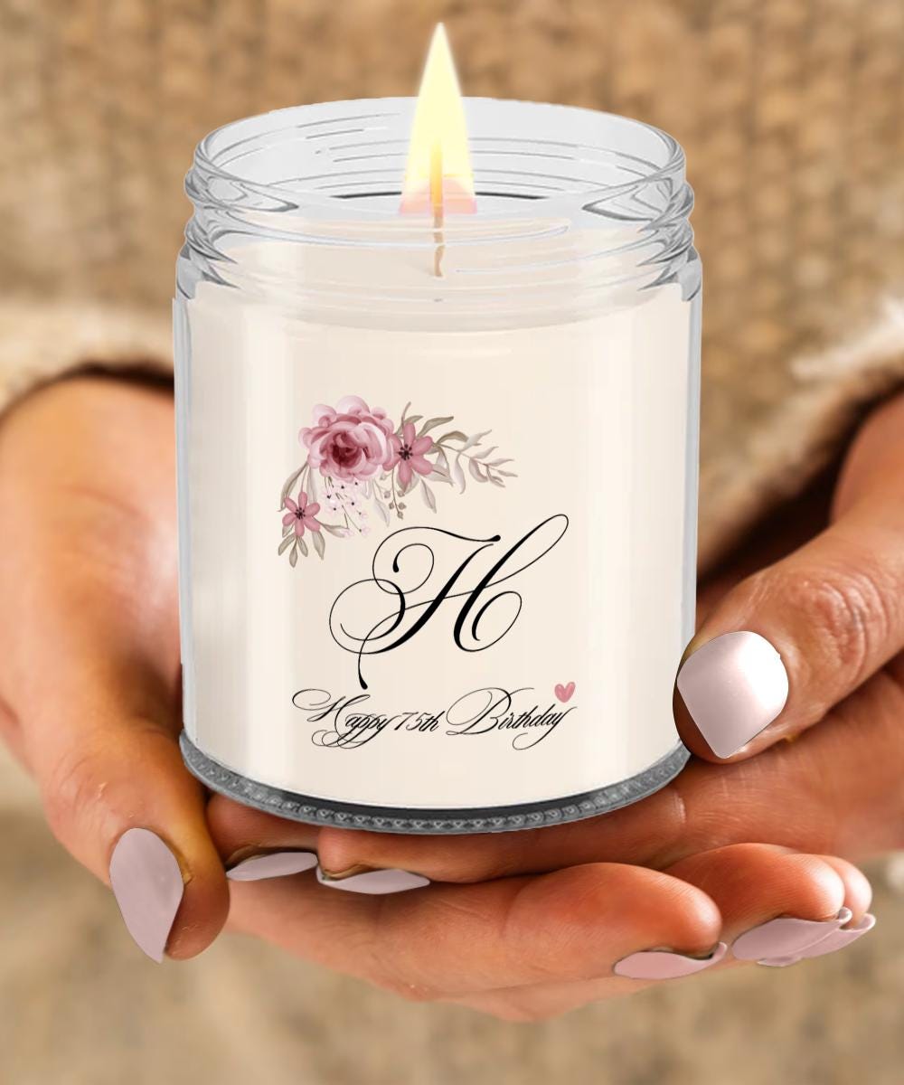 H Monogram 75th Candle, 75th Birthday Gift, 75 Years, H Initial Birthday Gift