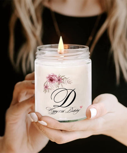 D Monogram 75th candle, 75th Birthday Gift, Initial D 75th Gift, 75 Years