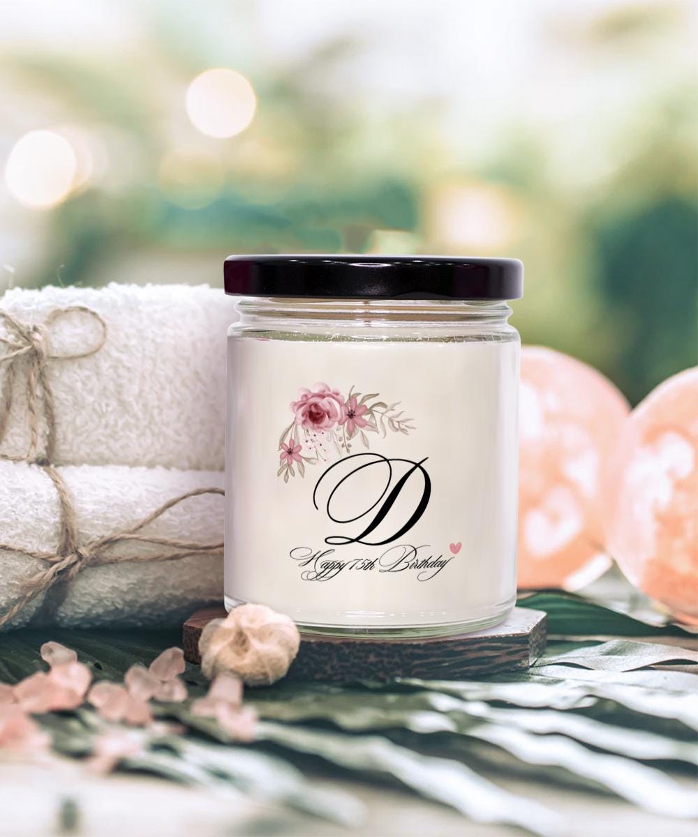 D Monogram 75th candle, 75th Birthday Gift, Initial D 75th Gift, 75 Years