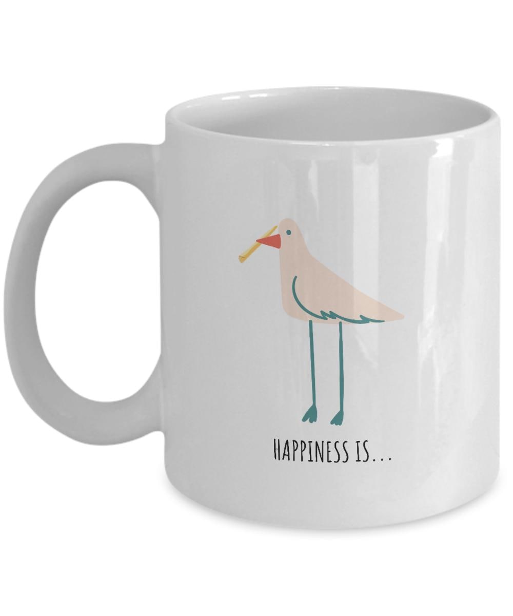 Happiness Is, Seagull with French Fry, Funny Mug for Mom, Funny Friend Coffee Mug, Gift for Her