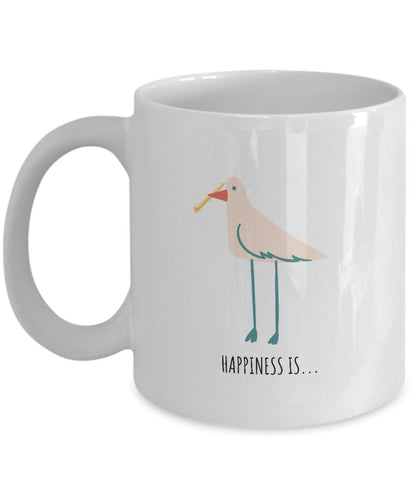 Happiness Is, Seagull with French Fry, Funny Mug for Mom, Funny Friend Coffee Mug, Gift for Her