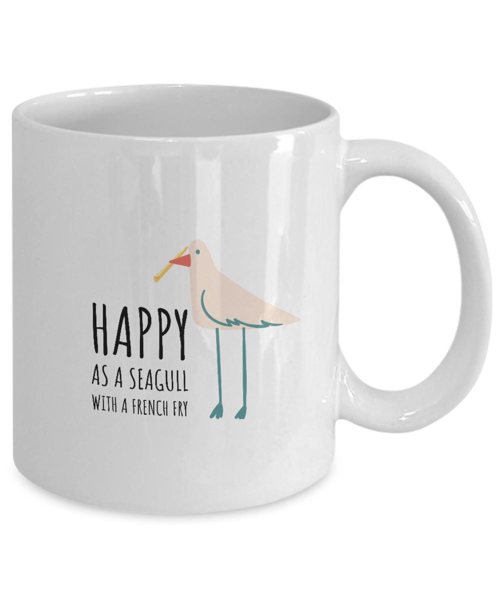 Happy Coffee Mug Gift, Gift For Her, Happy Birthday Gift Ideas, Happy Seagull Mug