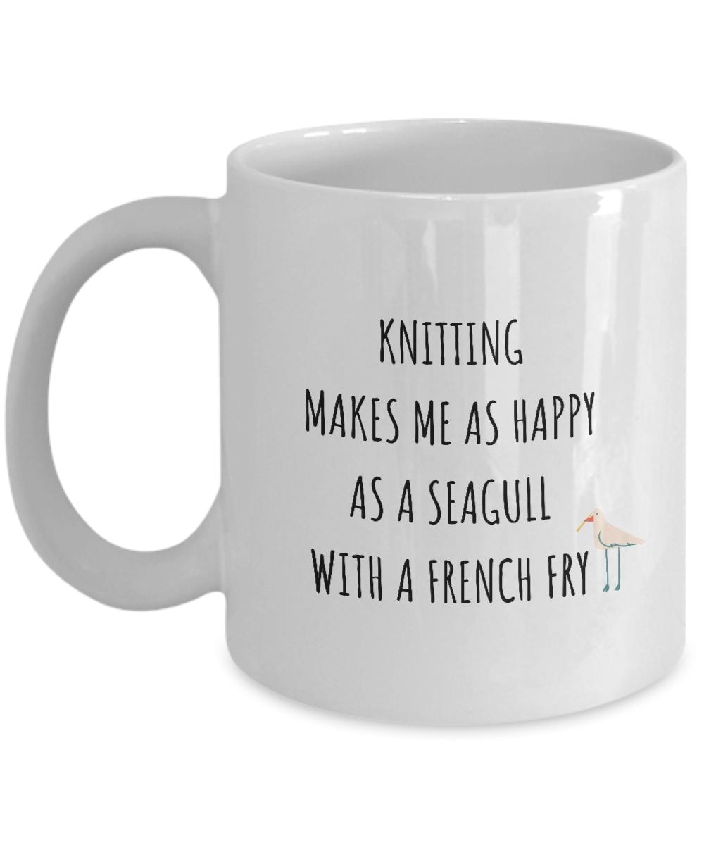 Gift for Knitter, Knitting Mug, Knitting Makes Me Happy, Knitting Gift