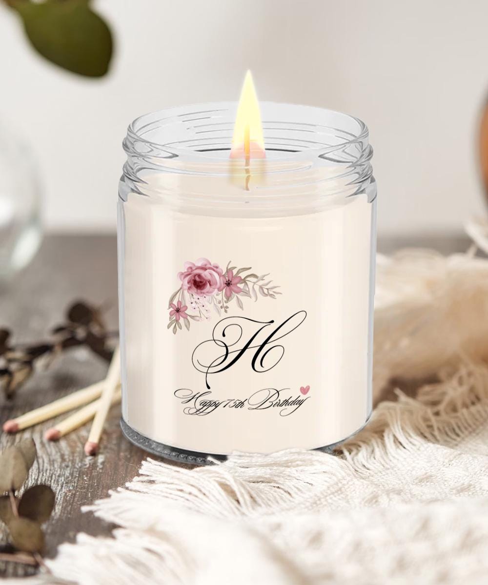 H Monogram 75th Candle, 75th Birthday Gift, 75 Years, H Initial Birthday Gift