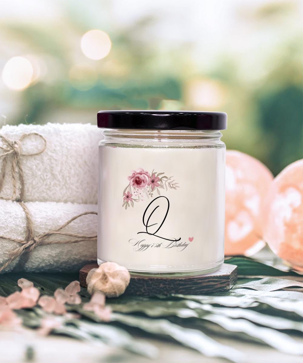 Q Monogram 75th Candle, 75th Birthday Gift, 75 Years, Q Initial Birthday Gift, Monogram 75th Gift