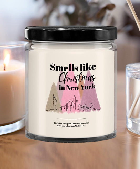 Christmas in New York Candle, Birch Black Pepper, NY Skyline Christmas Gift