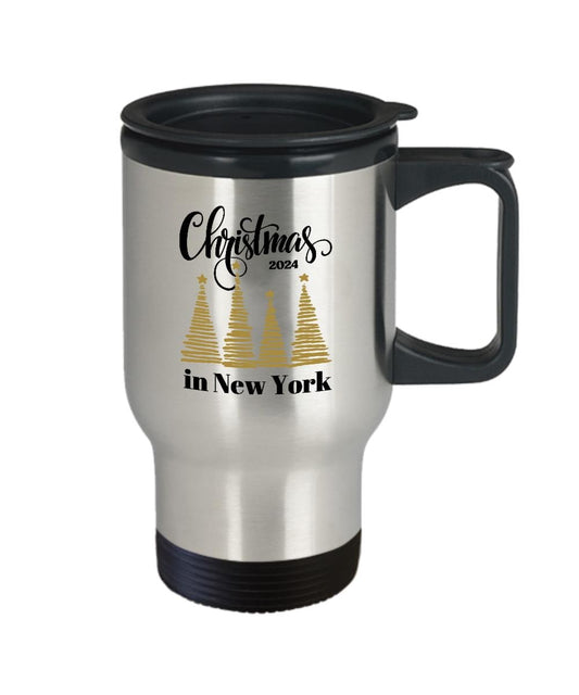 Christmas in New York 2024 Travel Mug, Christmas NYC, New York Xmas