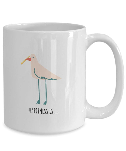 Happiness Is, Seagull with French Fry, Funny Mug for Mom, Funny Friend Coffee Mug, Gift for Her